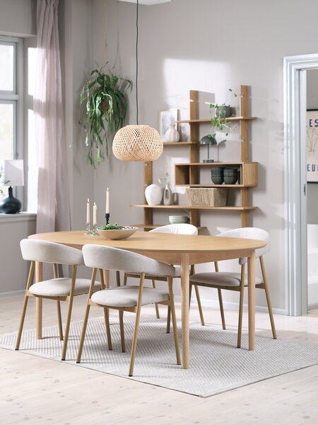 MARSTRAND L200/280 table oak + 4 EJSING beige/oak