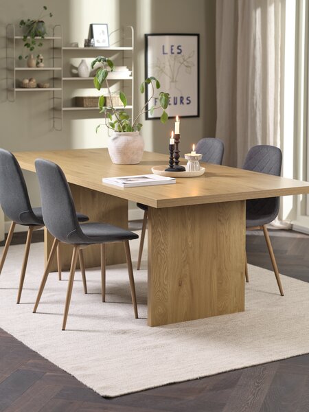 MUNKEBY L220 Tisch eiche + 4 JONSTRUP Stühle asphalt