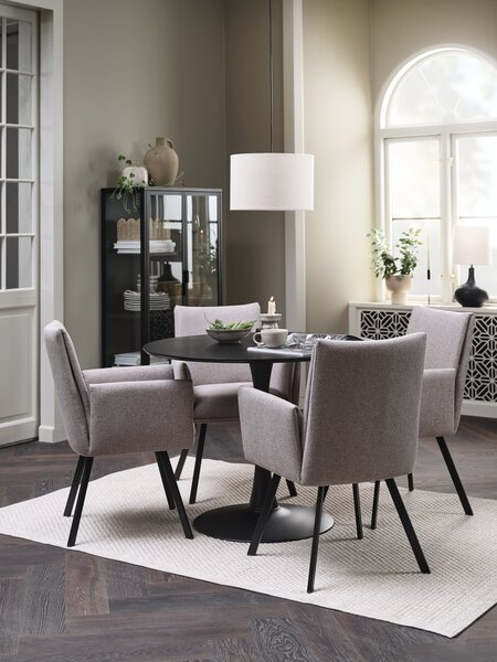 RINGSTED D100 table black + 4 GJESING beige/black