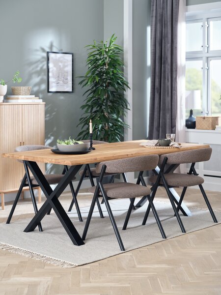 ROSLEV L200 table natural oak + 4 HINDEVAD light brown