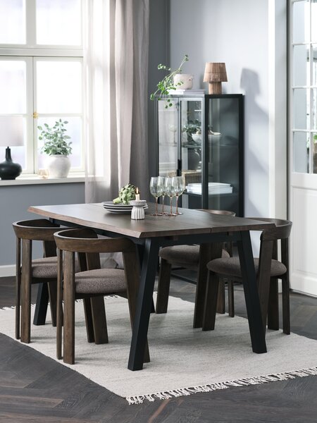 SKOVLUNDE L160 bord mörk ek + 4 BOVRUP stol mörk ek/brun