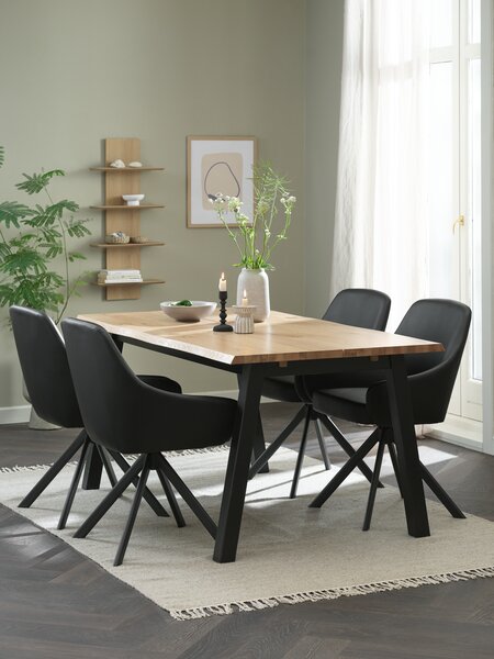 SKOVLUNDE D160 sto natur hrast + 4 ROSTRUP crna