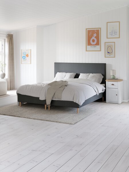 Boxmadras 180x200cm HORSLA + VOLA grå-40 Fast