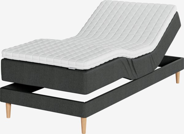 Ställbar säng 90x200cm BJORSUND + MURU grå-40 fast