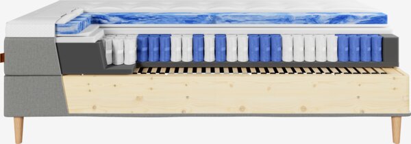 Elevationsseng 90x200cm TONDRA + VOLA grå-23 Medium