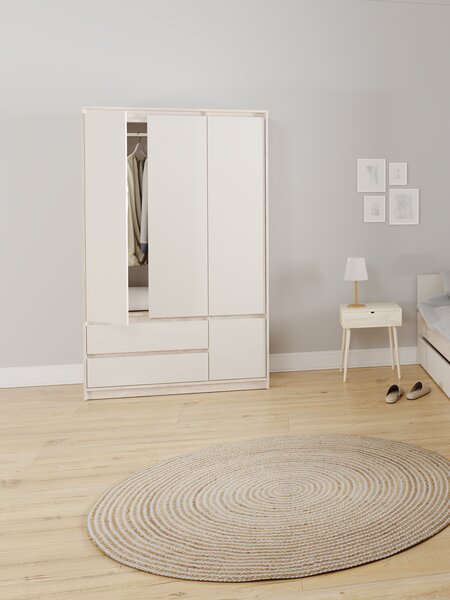 Wardrobe BILLUND 119x193 4 doors 2draw travertine/beige