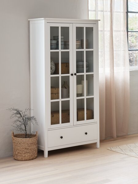 Vitrine NORDBY 2 portes 1 tiroir blanc