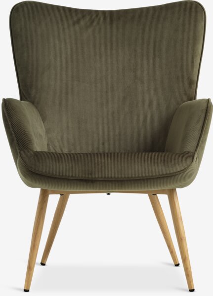 Poltrona HUNDESTED velluto a coste verde/color rovere