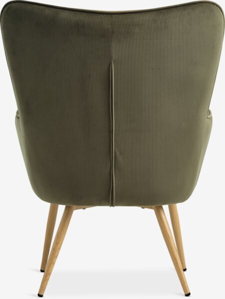 Poltrona HUNDESTED velluto a coste verde/color rovere