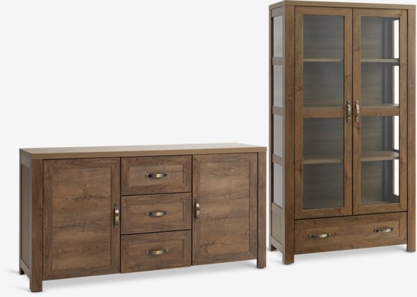 Display cabinet JUNGEN 2 doors 1 drawer wild oak colour