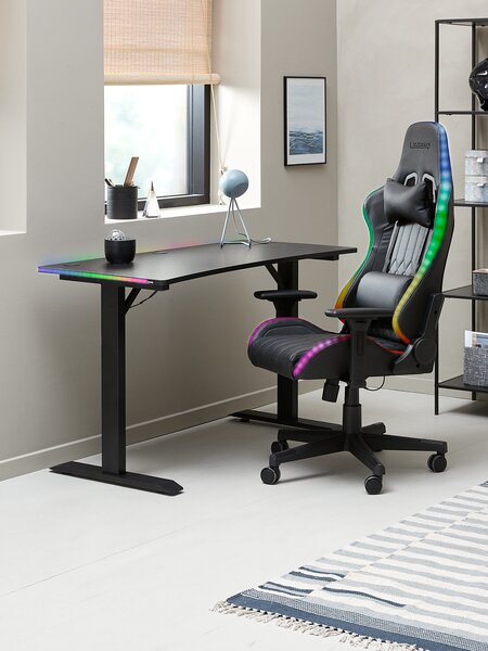 Sedia da gaming RANUM con LED similpelle nera/nero