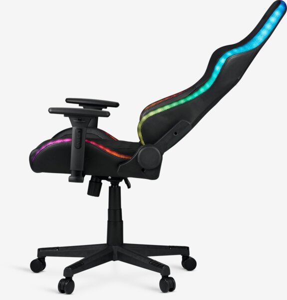 Sedia da gaming RANUM con LED similpelle nera/nero