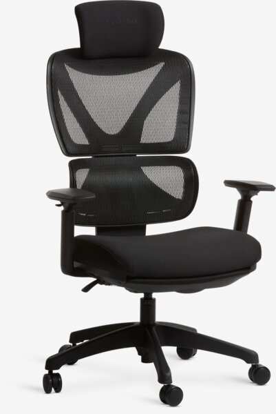 Gaming chair GERLEV w/leg support black