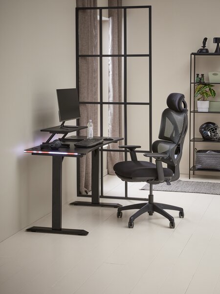 Gaming chair GERLEV w/leg support black