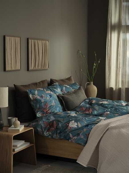 Satin-Bettwäsche BERTHA 135x200 blau