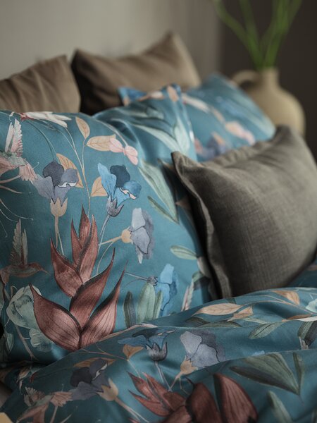 Satin-Bettwäsche BERTHA 135x200 blau