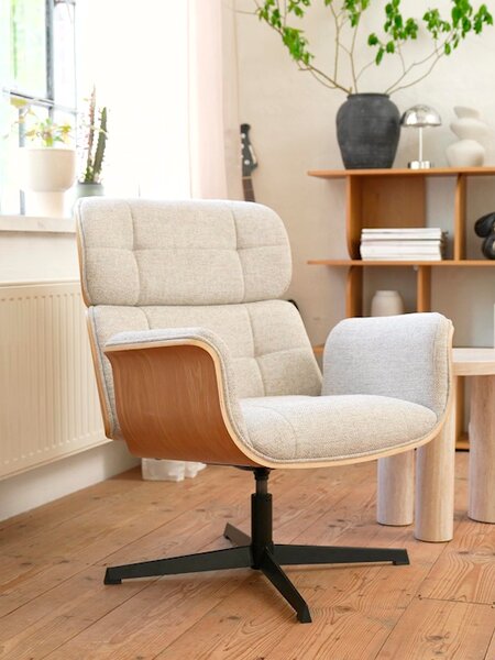 Recliner ALLINGE swivel beige fabric/black