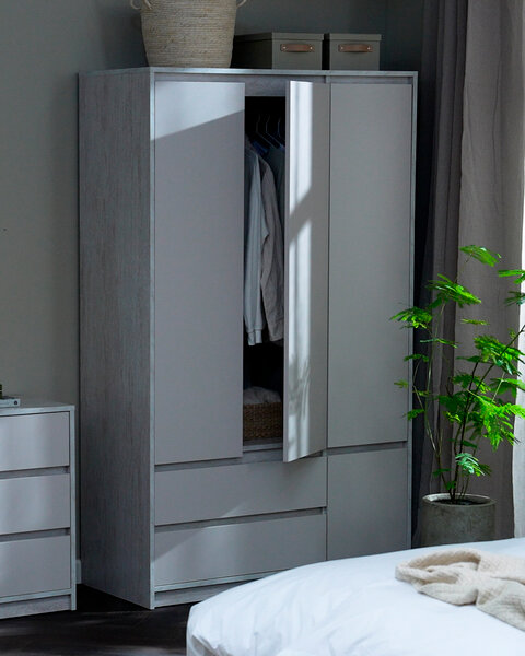 Armario BILLUND 119x193 4 puertas 2 cajones travertino/beis