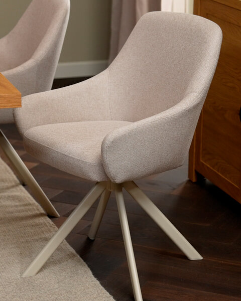Dining chair ROSTRUP swivel beige fabric