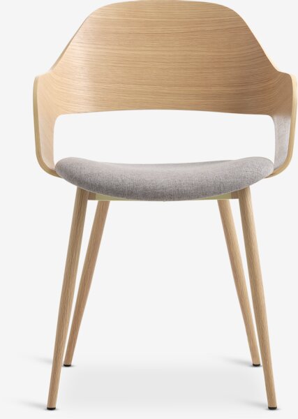 Dining chair HVIDOVRE light oak/light grey fabric