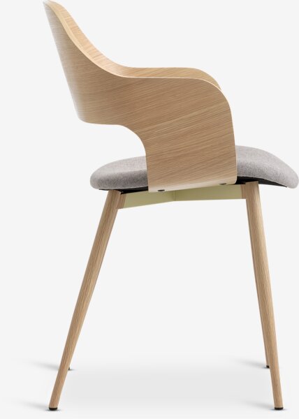 Dining chair HVIDOVRE light oak/light grey fabric