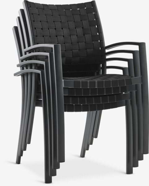 KUMLA Д200 маса сива + 4 GLOMFJORD стола черни