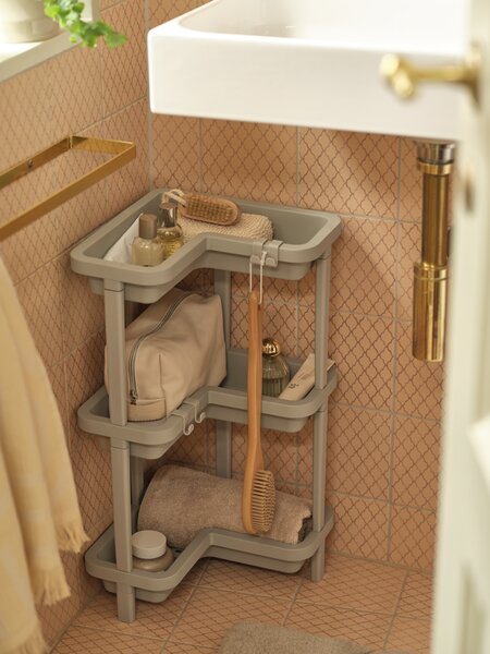 Hjørnereol KAREBY beige