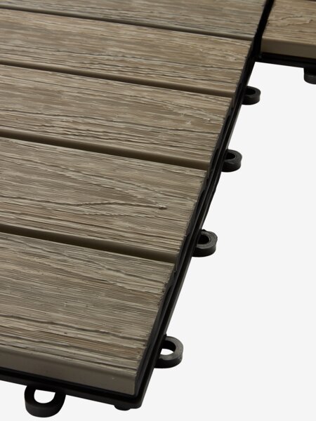 Terrasseflise GRAVAND B30xL30 kunsttræ grå 9 stk/sæt