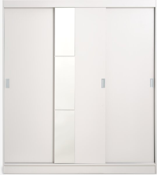 Armadio ODDER 179x201 cm 3 ante scorrevoli specchio bianco