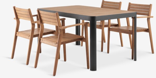 SIRDAL D149 miza + 4 HAMRA stoli trdi les