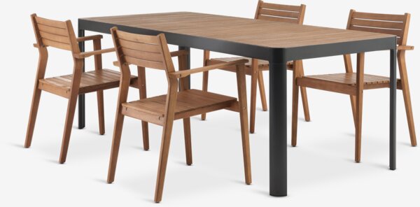 SIRDAL D211 miza + 4 HAMRA stoli trdi les