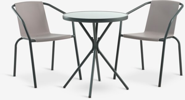 RADSTRUP Ø60 stol crna + 2 MODUM stolice tamni pijesak