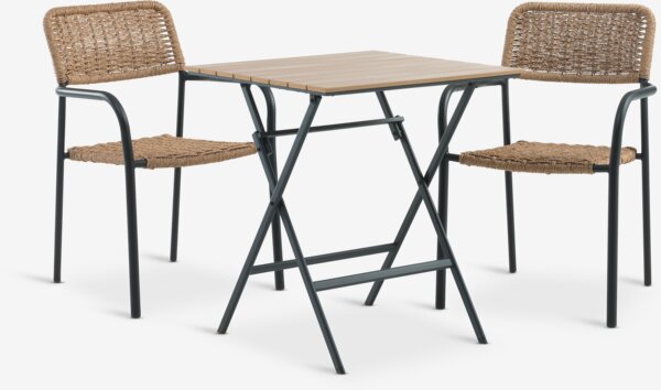 SANDVIKA L65 bord + 2 ORKANGER stol natur