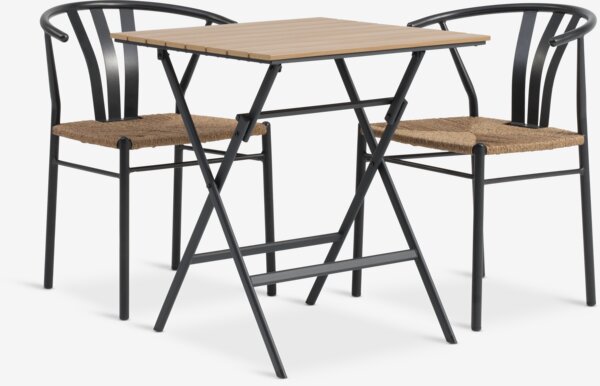 SANDVIKA D65 stol natur + 2 TAGMARK stolice crna