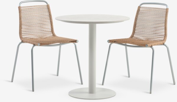 VAMDRUP Ø70 stůl béžová + 2 MIDDAGSBERGET židle přírodní