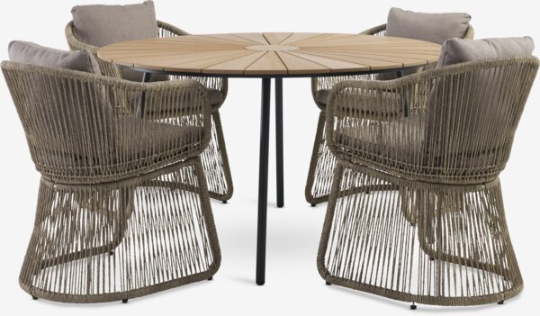 RANGSTRUP Ø130 table + STORDALEN chaises naturel