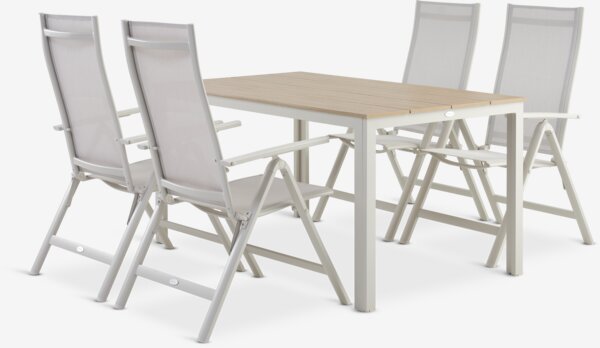 MARIELYST D150 stůl + 4 LOMMA židle béžová