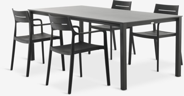 LANGET D207 stol + 4 INGSTRUP stolice crna