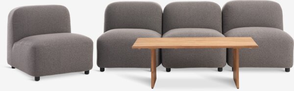 Loungesæt LOFSDALEN natur + TANE 4 pers. mørk sand