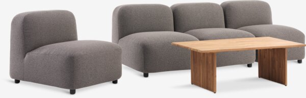 Loungesæt LOFSDALEN natur + TANE 4 pers. mørk sand