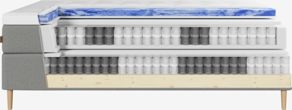 Kontinentalseng 90x200 HEMLA + VOLA grå-23 Medium