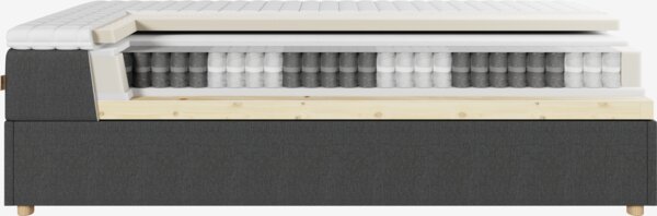 Boxspring 90x200 HOLMELVA + KOLA grijs-40 heel stevig