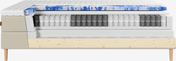 Letto boxspring 140x200 cm NEVLA + EKSO Sabbia-91 Medio