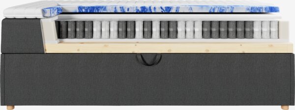 Kontinentalsäng 180x200 TYSLA + EKSO Grå-40 fast