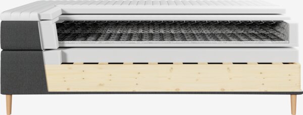 Letto boxspring 160x200cm VELFJORDEN + FLYA Grigio-40 Rigido