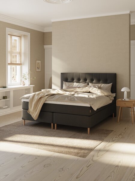 Kontinentalseng 90x200 HEMLA + VOLA grå-40 Medium