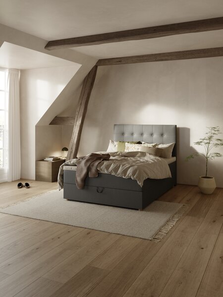 Kontinentalseng 120x200 HOLMELVA + MURU grå-40 Ekstra fast