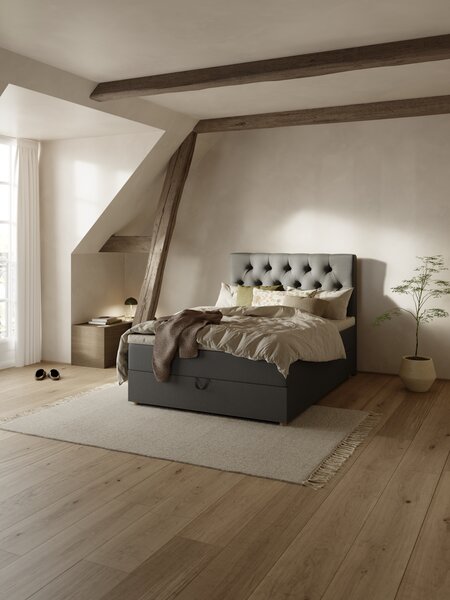 Kontinentalseng 120x200 HOLMELVA + MURU grå-40 Ekstra fast