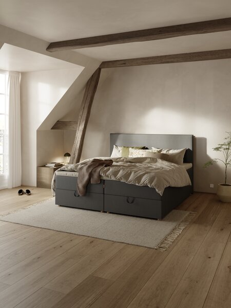 Kontinentalseng 140x200 HOLMELVA + EKSO grå-40 Ekstra fast