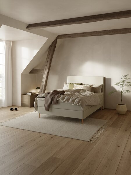 Letto boxspring 140x200 cm NEVLA + EKSO Sabbia-91 Medio